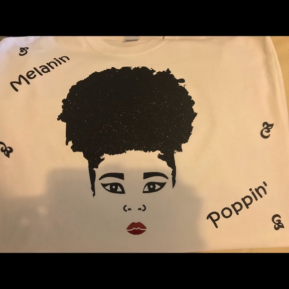 Melanin Poppin Shirt Afro Puff - Glitter Sparkle - Picture 1 of 1
